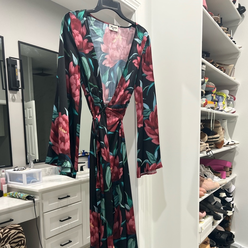 Show Me Your MUMU midi-maxi length silk wrap dress